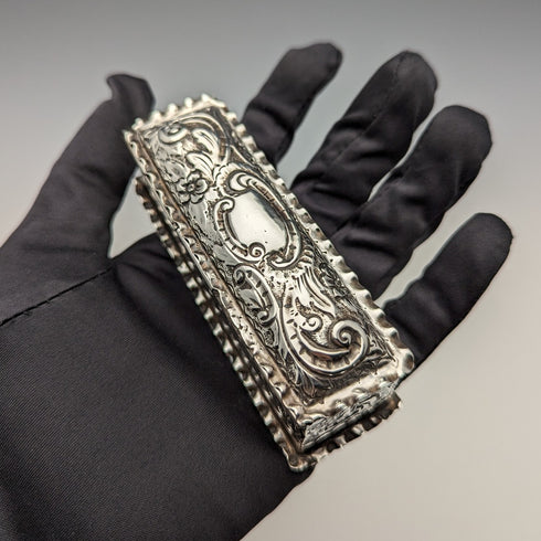 1893 British Antique Sterling Silver Pin Box 51g Thomas Hayes